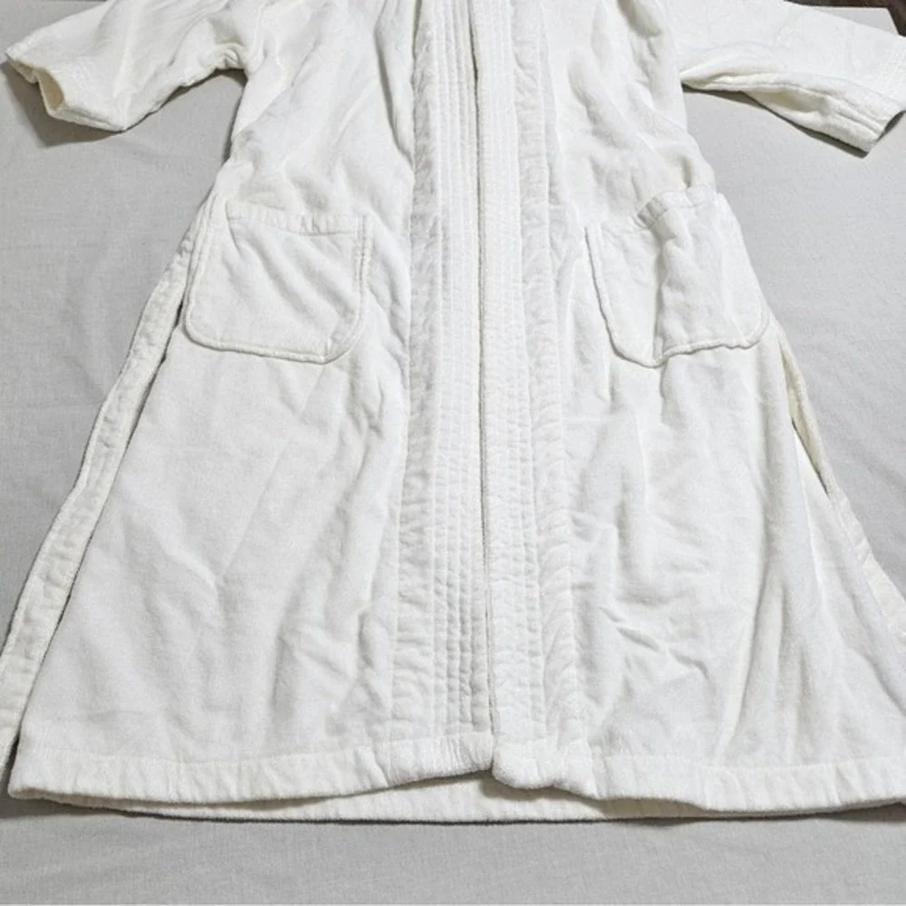 VTG TJ Lawford Women Turkish Towel Spa Bath Robe 100% Cotton Chunky Long Cream S